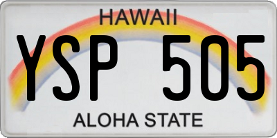 HI license plate YSP505