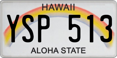HI license plate YSP513