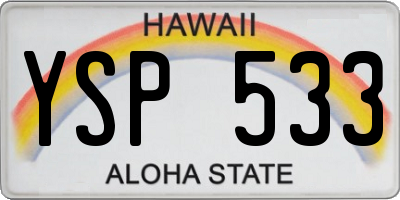 HI license plate YSP533