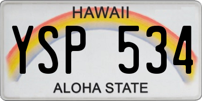 HI license plate YSP534