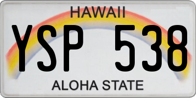 HI license plate YSP538