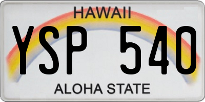 HI license plate YSP540