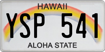 HI license plate YSP541