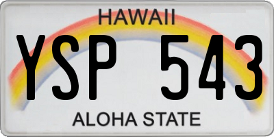 HI license plate YSP543