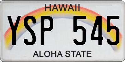 HI license plate YSP545