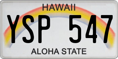 HI license plate YSP547