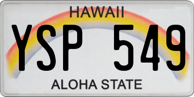 HI license plate YSP549
