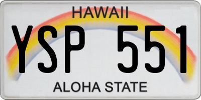 HI license plate YSP551