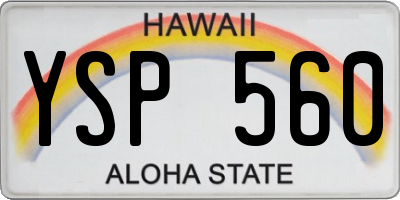 HI license plate YSP560