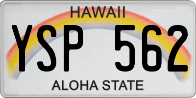 HI license plate YSP562