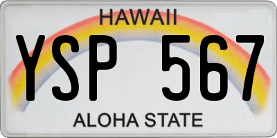 HI license plate YSP567