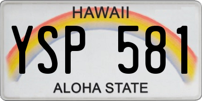 HI license plate YSP581