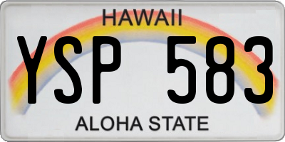 HI license plate YSP583