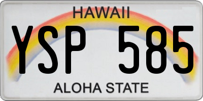 HI license plate YSP585