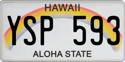 HI license plate YSP593
