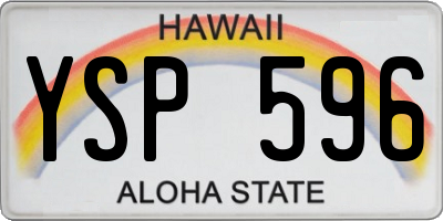 HI license plate YSP596