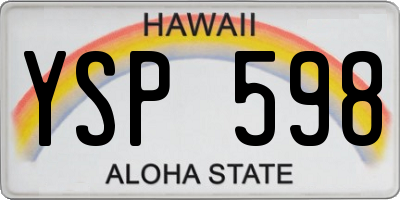 HI license plate YSP598