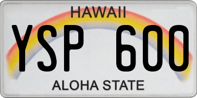 HI license plate YSP600