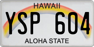 HI license plate YSP604