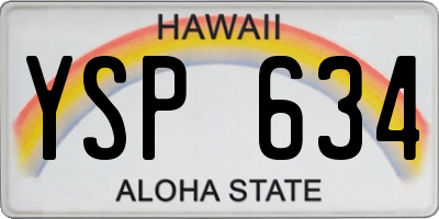 HI license plate YSP634
