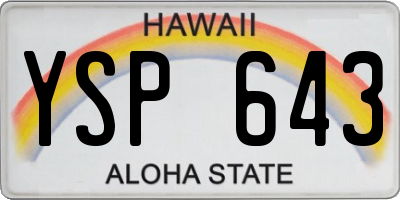 HI license plate YSP643