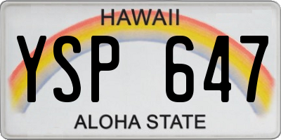 HI license plate YSP647
