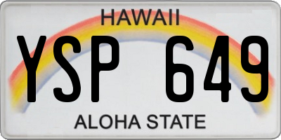 HI license plate YSP649