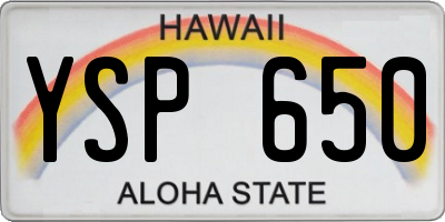 HI license plate YSP650