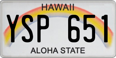 HI license plate YSP651