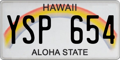HI license plate YSP654