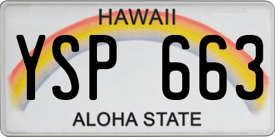 HI license plate YSP663