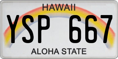 HI license plate YSP667