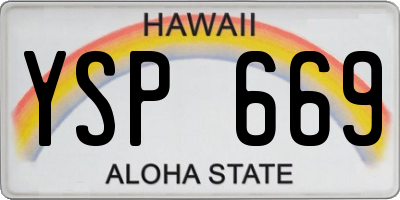 HI license plate YSP669