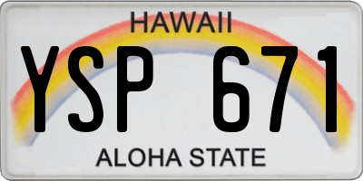 HI license plate YSP671