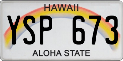 HI license plate YSP673