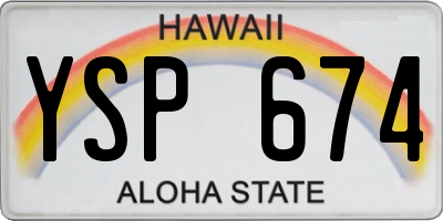 HI license plate YSP674