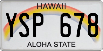 HI license plate YSP678