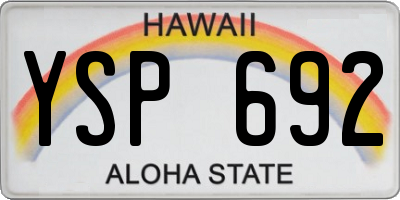 HI license plate YSP692