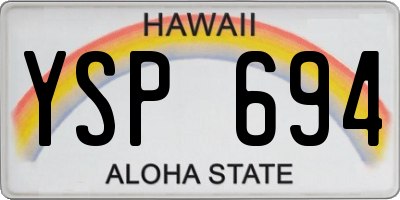 HI license plate YSP694