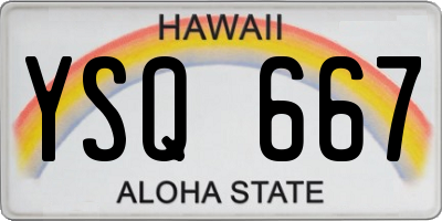HI license plate YSQ667
