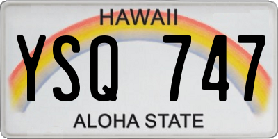 HI license plate YSQ747