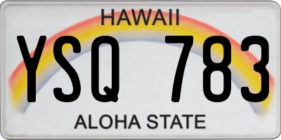 HI license plate YSQ783