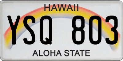 HI license plate YSQ803