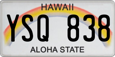 HI license plate YSQ838