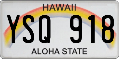HI license plate YSQ918