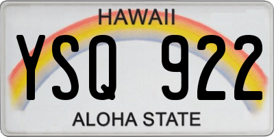 HI license plate YSQ922