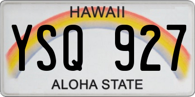HI license plate YSQ927