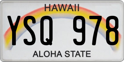 HI license plate YSQ978