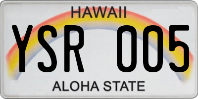 HI license plate YSR005
