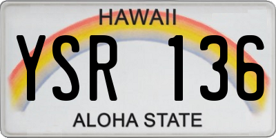 HI license plate YSR136